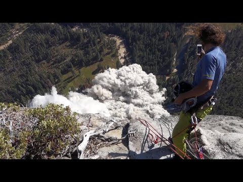 Veteran climber captures terrifying video of rock slides in Yosemite National Park